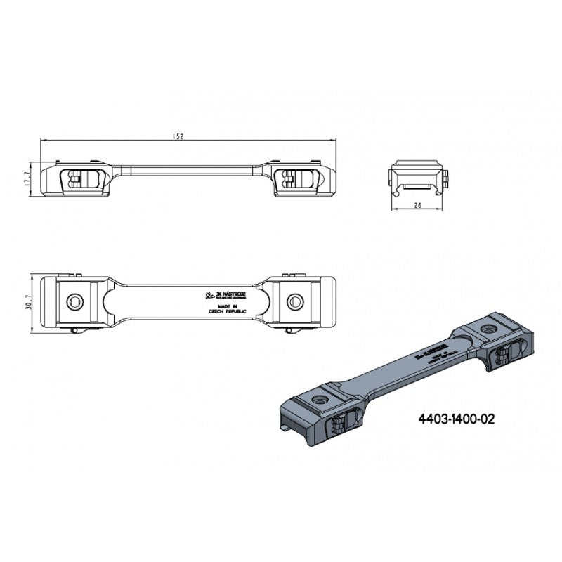 1" anéis para luneta [25,4mm] | base picatinny de uma peça com alavancas QD 