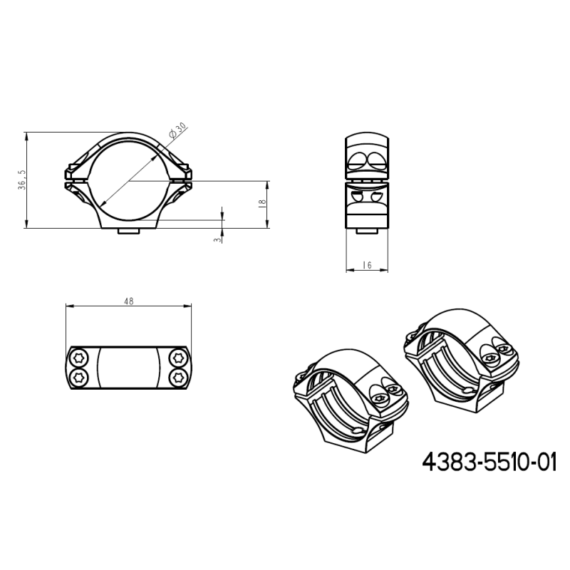 Base picatinny de una sola pieza de 30mm anillas para visor | con palancas 