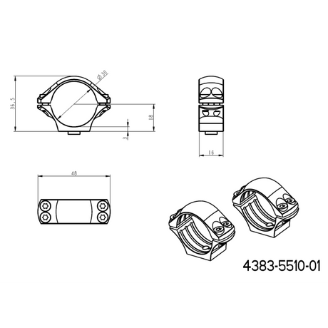 Base QD de duas peças Picatinny 30mm anéis para luneta 