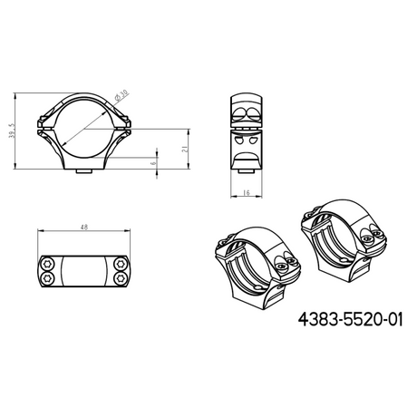 Base Picatinny QD Ergo de 30mm anéis para luneta | longa 