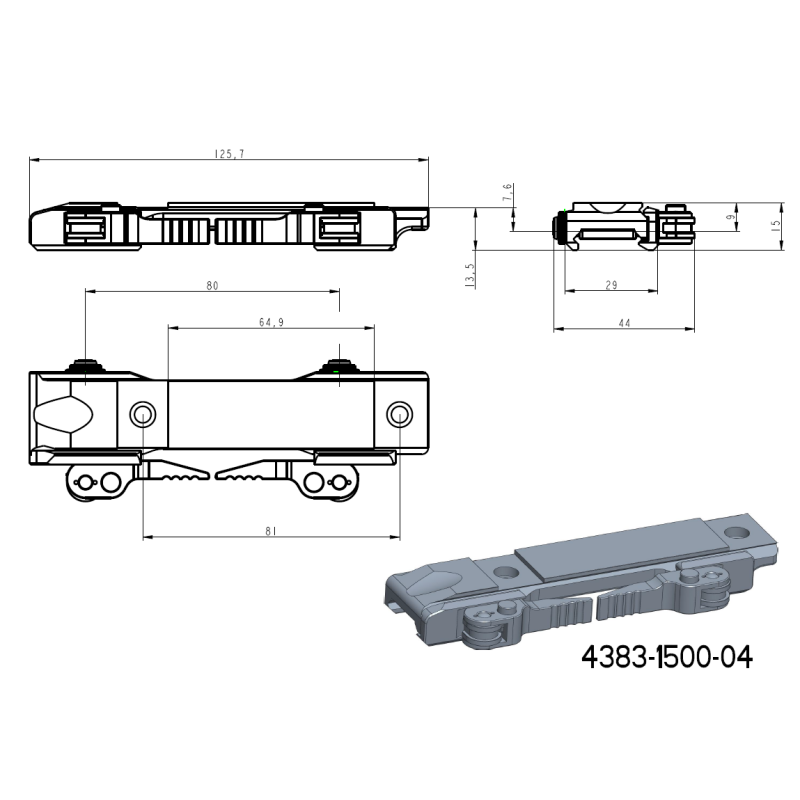 Base para adaptadores JK-N | base picatinny com alavancas QD [curta] 