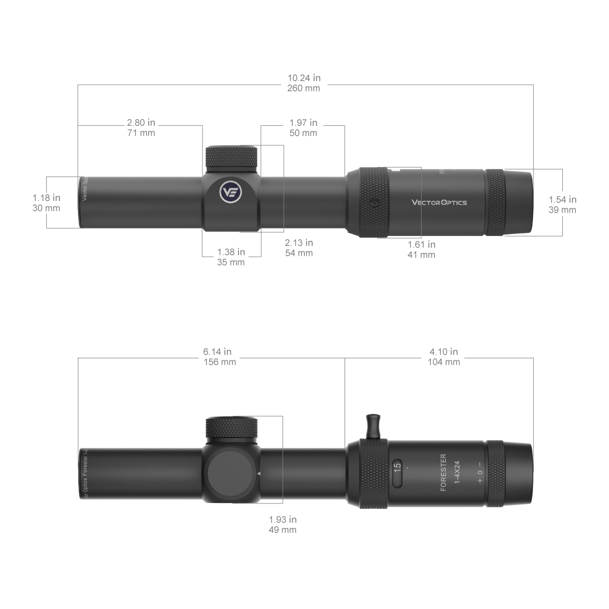 Vector Optics Forester 1-4x24SFP mira telescópica 