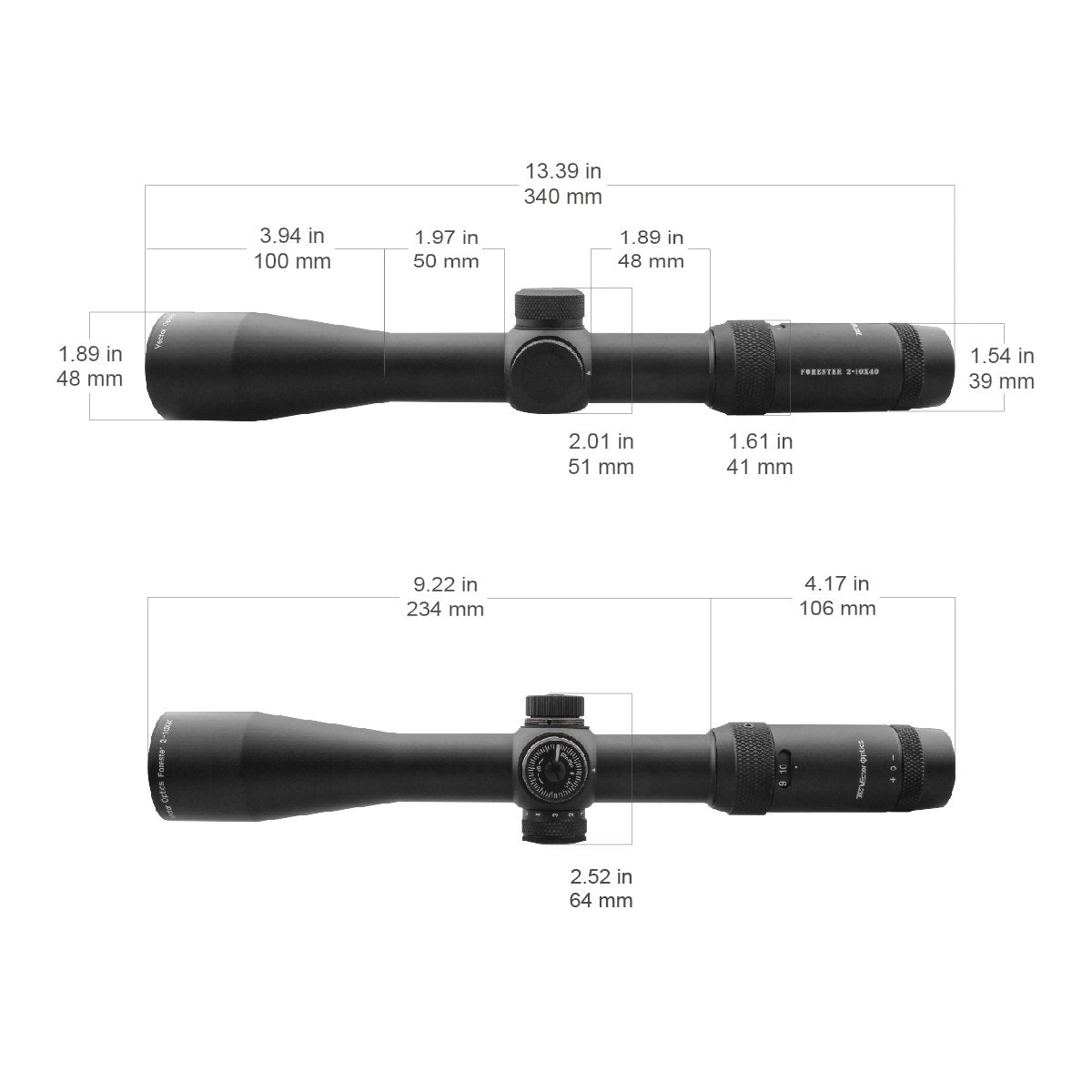 Vector Optics Forester 2-10x40SFP mira telescópica 