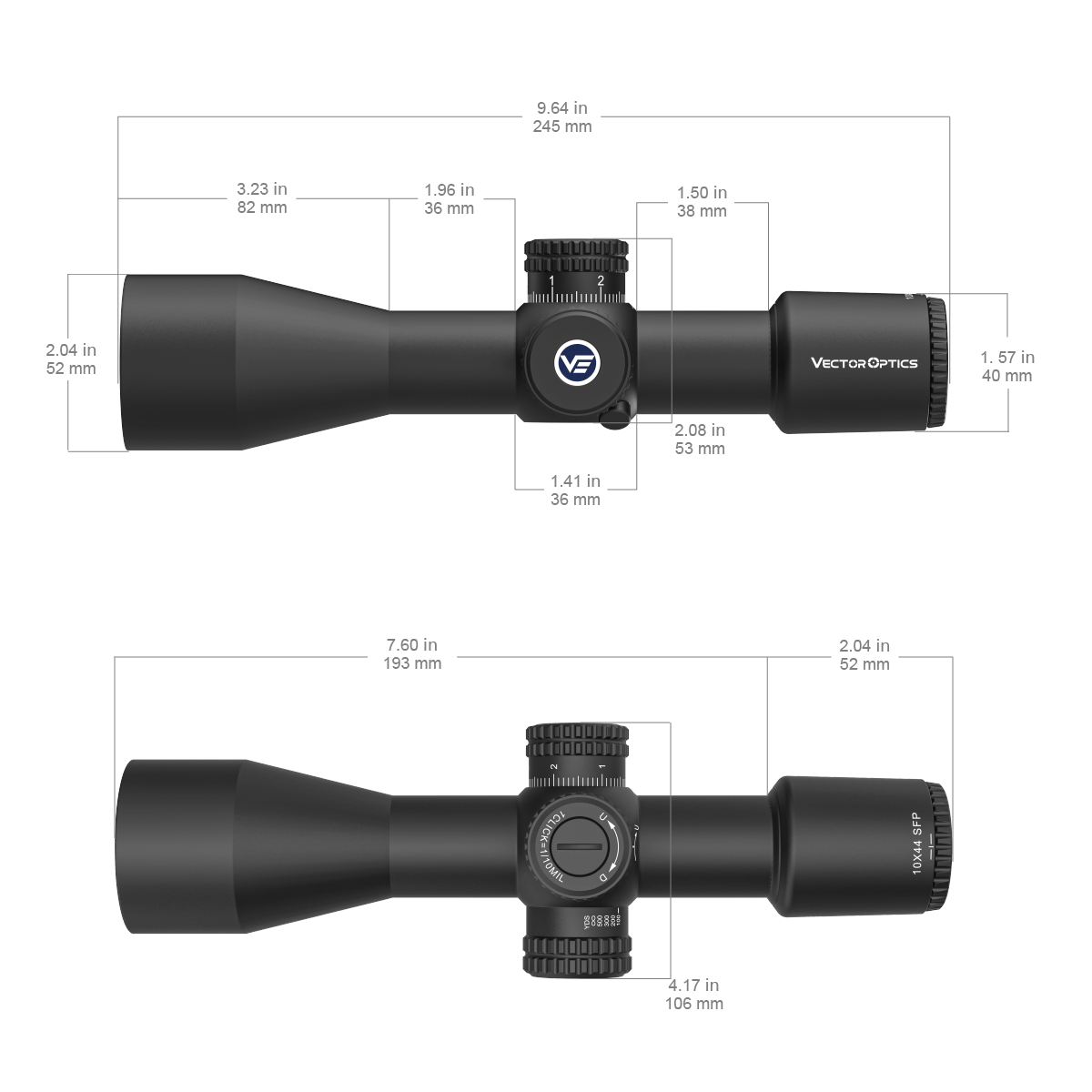 Vector Optics Veyron 10x44 SFP compacto mira telescópica 