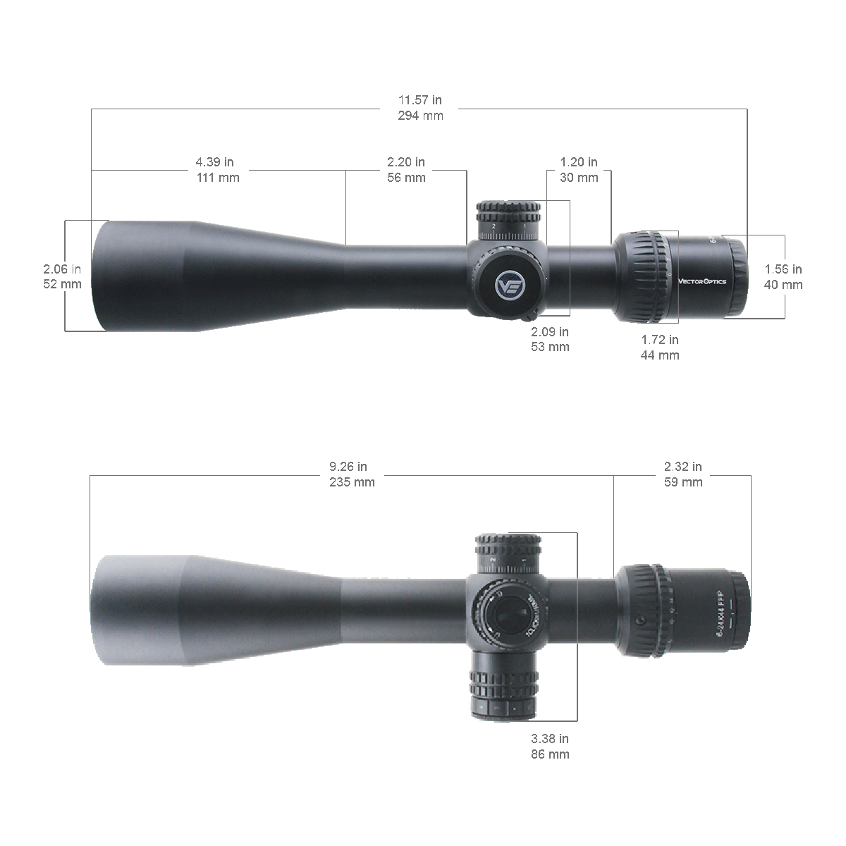 Vector Optics Veyron 6-24x44 IR Primer Plano Focal Iluminado visor de rifle 